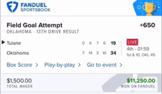 Verified winning bet slip