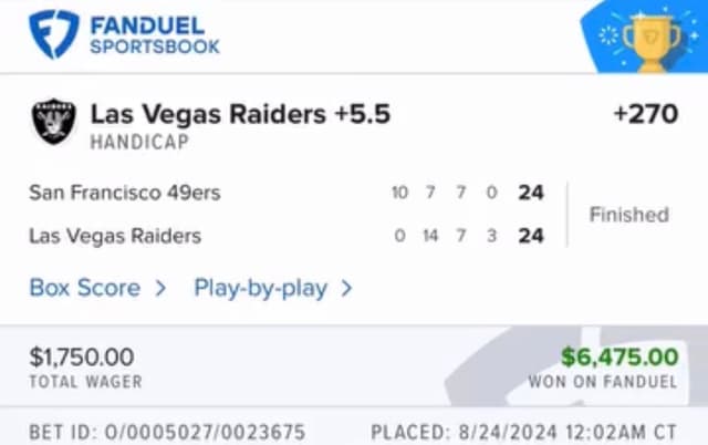 Verified winning bet slip